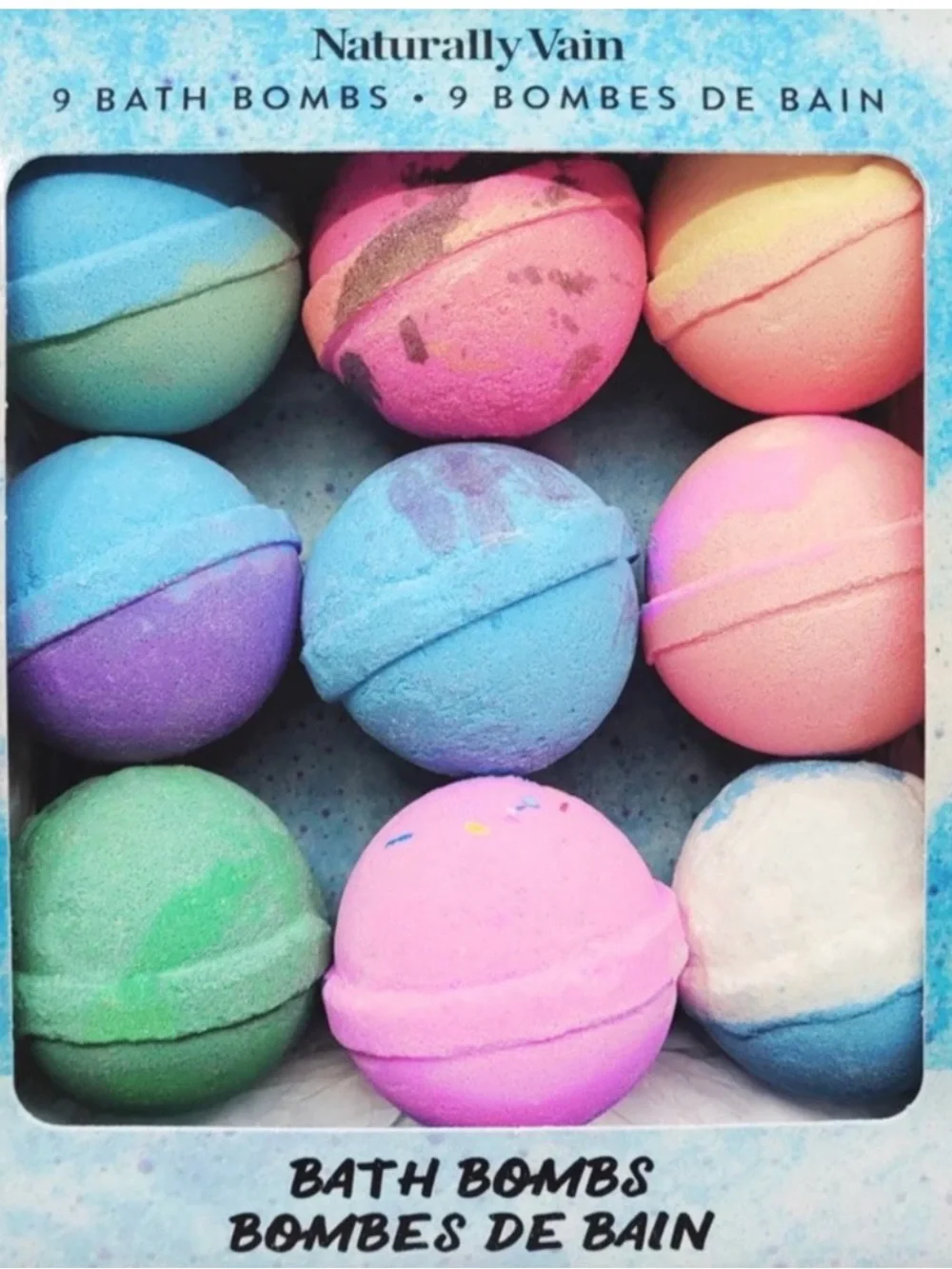 Naturally Vain Scented Assorted 9 Pack Fizzy Bath Bomb Set Multicolor